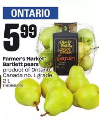 Independent Grocer Farmer's market bartlett pears offer