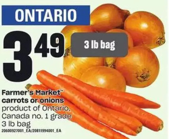Independent Grocer Farmer's market carrots or onions offer