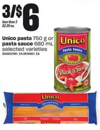 Independent Grocer Unico pasta or pasta sauce offer