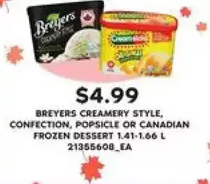 Loblaws Breyers creamery style, confection, popsicle or canadian frozen dessert offer