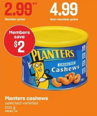 Loblaws Planters cashews offer