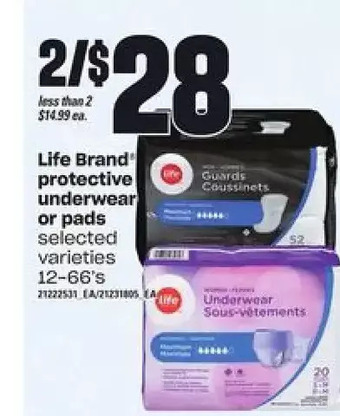 Loblaws Life brand protective underwear or pads offer