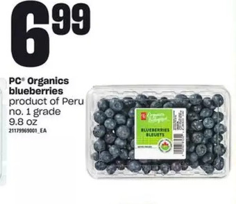 Loblaws Pc organics blueberries offer