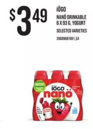 Loblaws Iogo nano drinkable yogurt offer