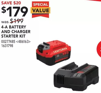 RONA Craftsman 4-a battery and charger starter kit offer