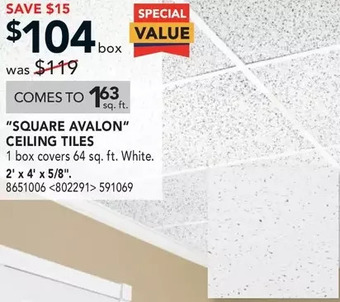 RONA "square avalon" ceiling tiles offer