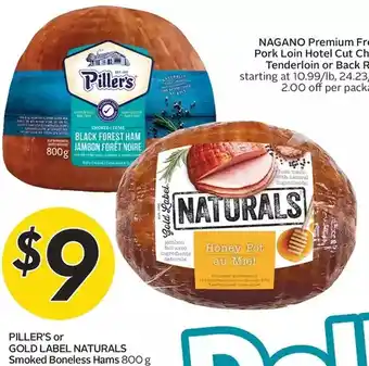 Sobeys Urban Fresh Piller's or gold label naturals smoked boneless hams offer