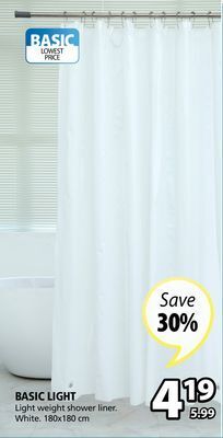 JYSK Basic light light weight shower liner offer
