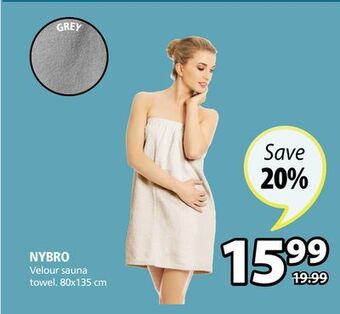 JYSK Nybro velour sauna towel offer