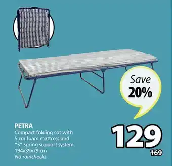 JYSK Petra compact folding cot with 5 cm foam mattress offer