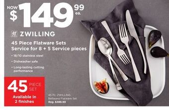 Kitchen Stuff Plus 45 pc. zwilling bellasera flatware set offer