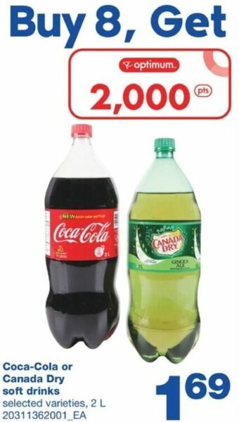 Wholesale Club Coca-Cola or Canada Dry Soft Drinks 2 L offer