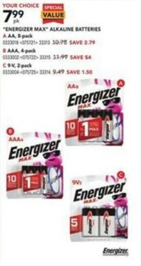 RONA Energizer Max Alkaline Batteries offer
