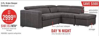 The Brick Drake 3-piece faux suede right-facing sleeper sectional - cement offer