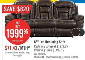 The Brick Leo leath-aire® fabric reclining sofa - walnut offer