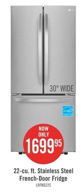 The Brick Lg 21.8 cu. ft. 3-door french door refrigerator - lrfns2200s offer