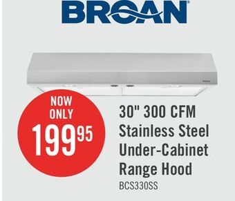 The Brick Broan 30" 300 cfm under-cabinet range hood stainless steel offer