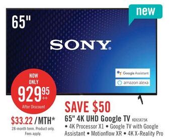 The Brick Sony bravia 65" x75k 4k hdr smart tv - 2y4369 offer