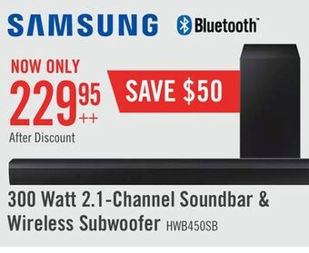 The Brick Samsung 300 w 2.1-channel soundbar with wireless subwoofer - hw-b450/zc offer