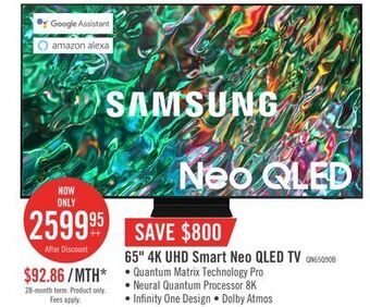 The Brick Samsung 65" qn90b neo qled 4k uhd smart tv - qn65qn90bafxzc offer