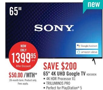 The Brick Sony bravia 65" x85k 4k uhd led smart google tv - 2y4360 offer