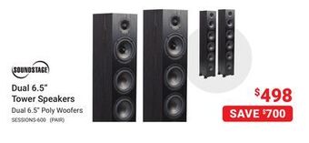 Visions Electronics Soundstage dual 6.5" tower speakers offer