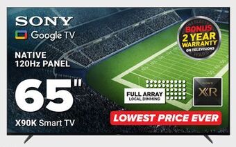 Visions Electronics Sony native 120hz panel x90k smart tv 65" offer
