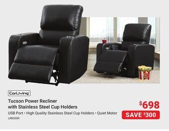 Visions Electronics Corliving tucson power recliner with stainless steel cup holders offer