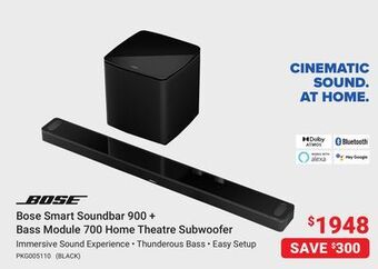Visions Electronics Bose smart soundbar 900 + bass module 700 home theatre subwoofer offer