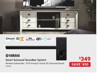 Visions Electronics Yamaha smart surround soundbar system offer