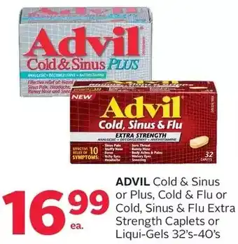 Rexall Advil cold & sinus or plus, cold & flu or cold, sinus & flu extra strength caplets or liqui-gels offer