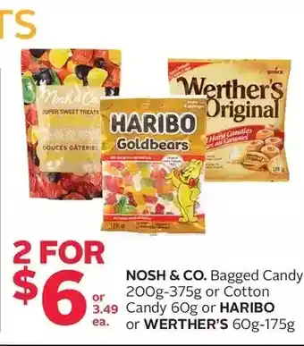 Rexall Nosh & co. bagged candy or cotton candy or haribo or werther's offer