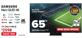 Visions Electronics Samsung 65" neo qled 4k smart tv offer