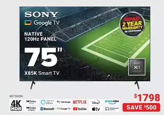 Visions Electronics Sony 75" smart tv 120hz panel offer
