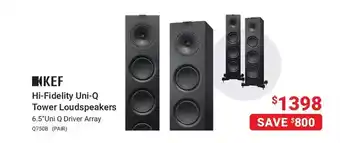 Visions Electronics Kef hi-fidelity uni-q tower loudspeakers 6.5" uni q driver array offer