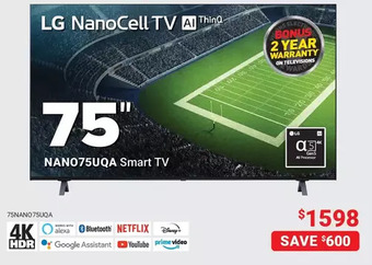 Visions Electronics Lg 75" nanocell smart tv offer