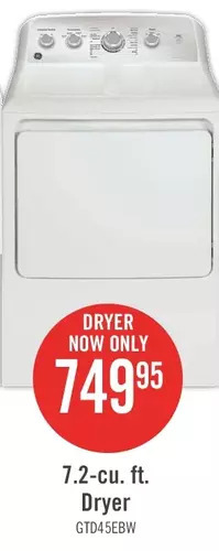 The Brick Ge 7.2-cu. ft. dryer offer