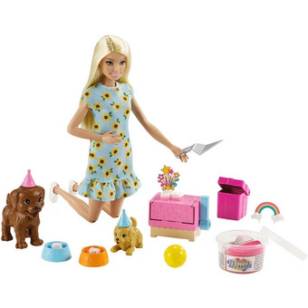 Toys R us Barbie doll and puppy party playset with puppies, dough and cake mold offer