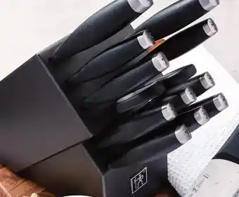 Kitchen Stuff Plus 14 pc henckels silvercap knife block set + free henckels knife sharpener offer