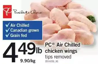 Fortinos Pc air chilled chicken wings offer