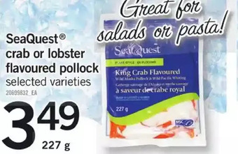 Fortinos Seaquest crab or lobster flavoured pollock offer