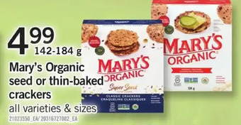 Fortinos Mary's organic seed or thin-baked crackers offer