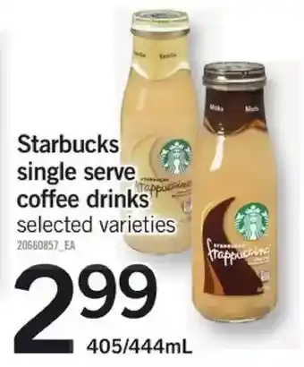 Fortinos Starbucks single serve coffee drinks offer