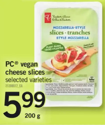 Fortinos Pc vegan cheese slices offer