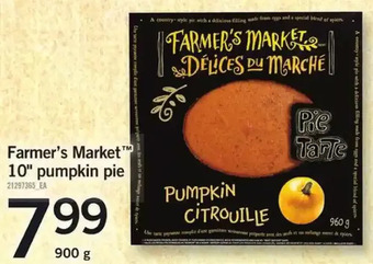 Fortinos Farmer's market 10" pumpkin pie offer