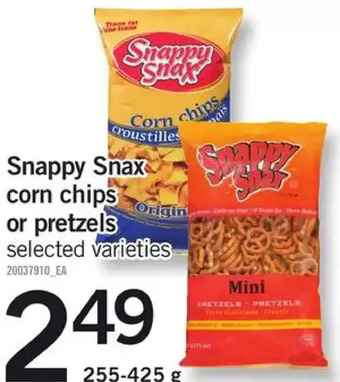 Fortinos Snappy snax corn chips or pretzels offer