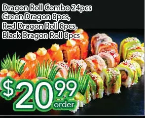 Ample Food Market Dragon roll combo, green dragon, red dragon roll, black dragon roll offer