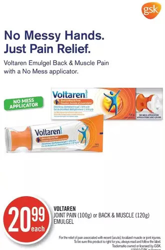Shoppers Drug Mart Voltaren joint pain or back & muscle emulgel offer
