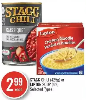 Shoppers Drug Mart Stagg chili or lipton soup offer