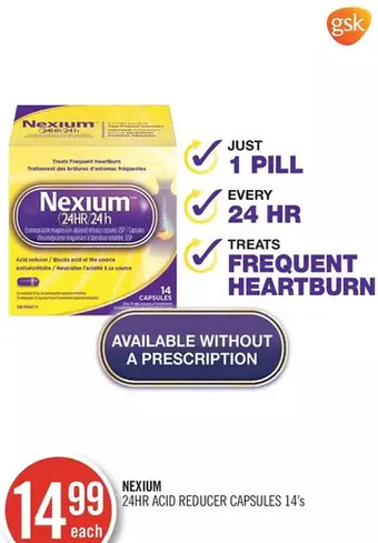 Shoppers Drug Mart Nexium 24hr acid reducer capsules offer